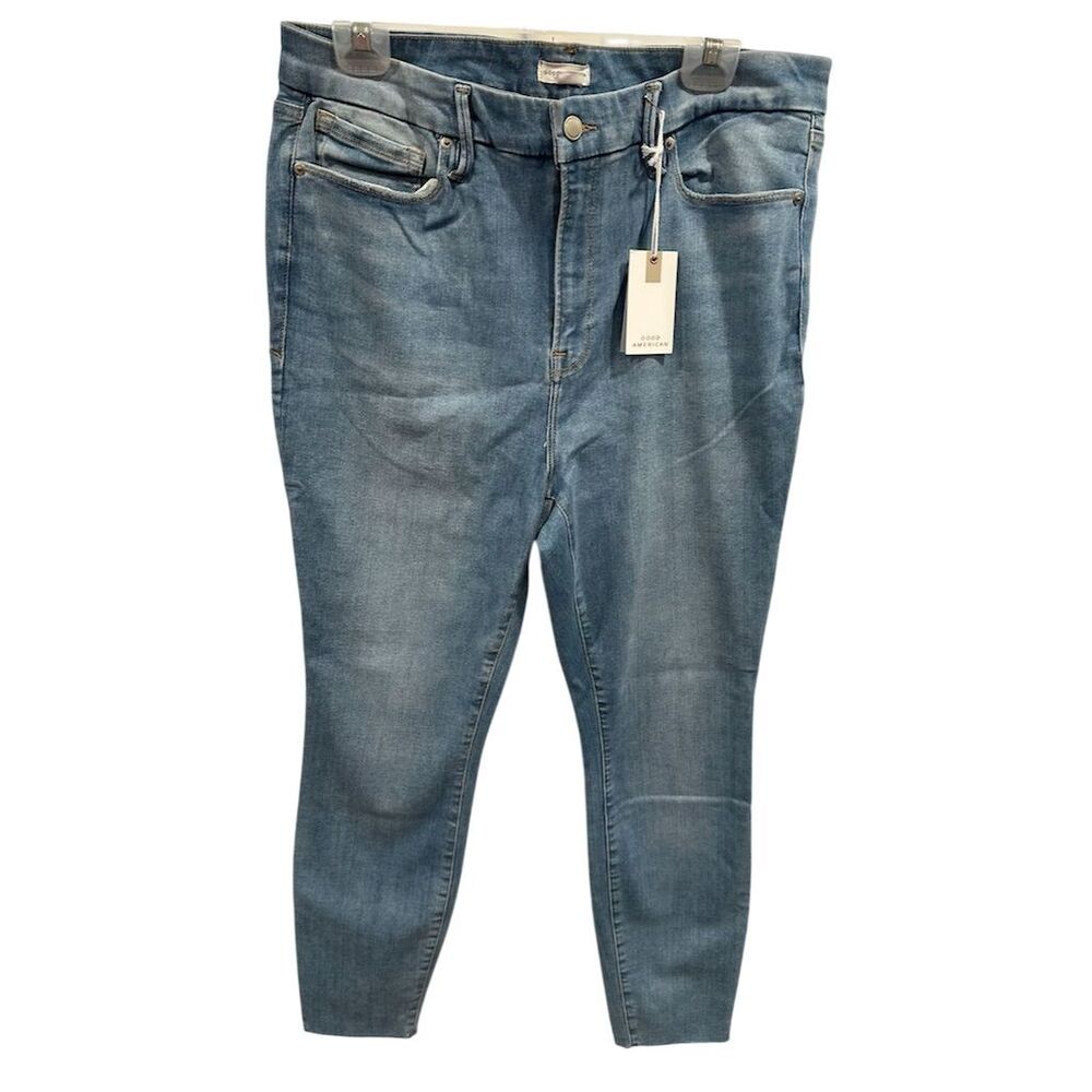 NWT Good American Women's Skinny Jeans Size 14 16 18 Blue Light Wash Denim